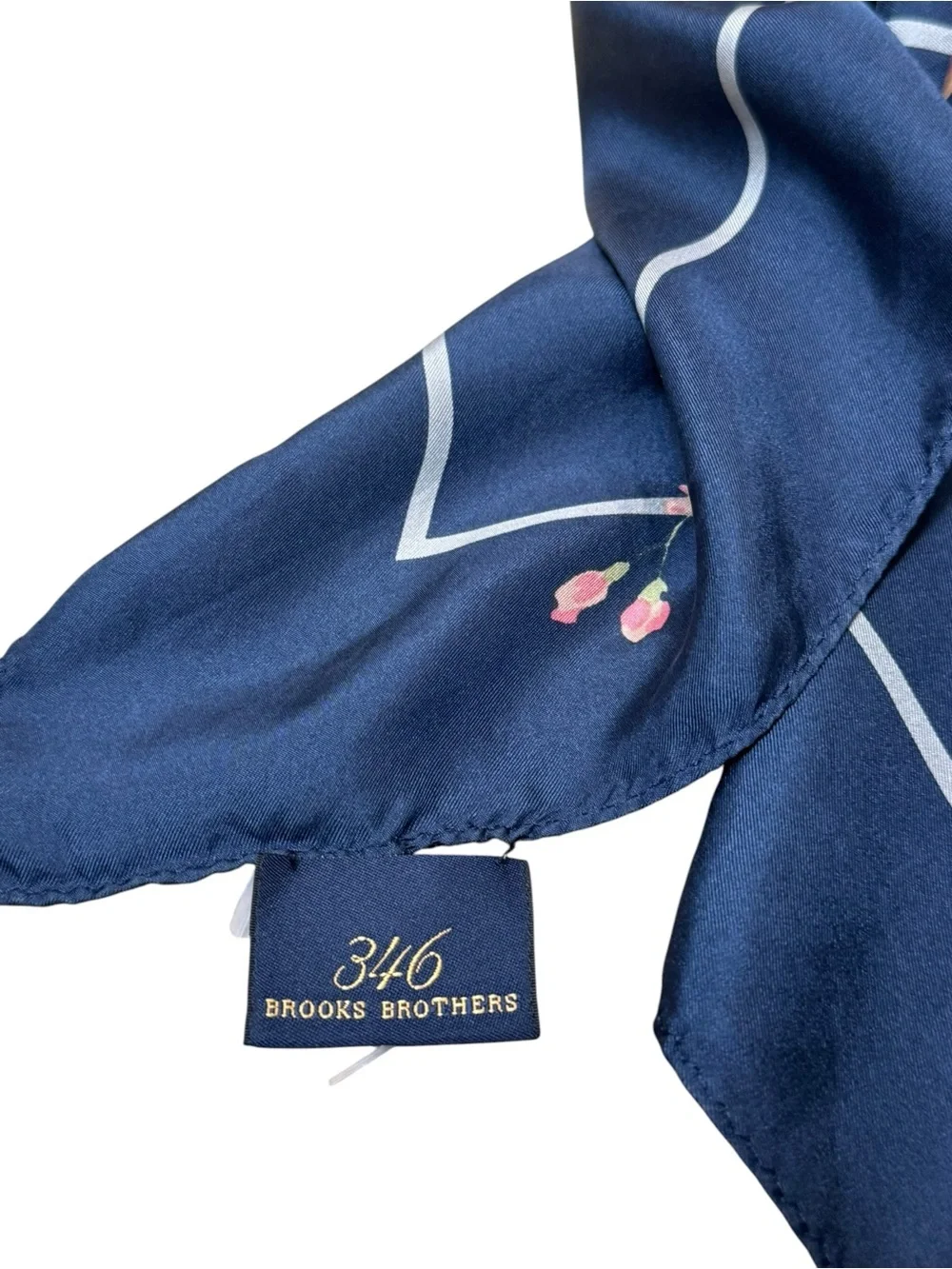 Brooks Brothers 100% Silk Navy Floral Scarf NWOT